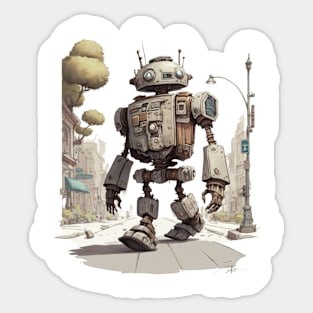 Robot walking tshirt, street robot design Sticker